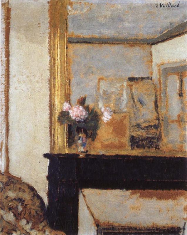 Edouard Vuillard Blomvas on the mantelpiece France oil painting art